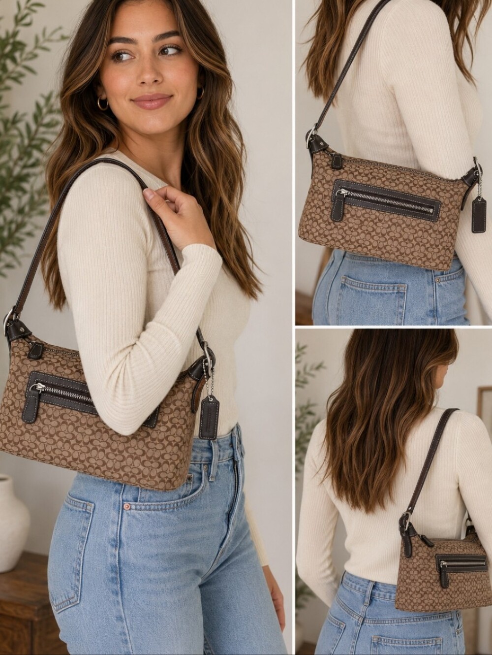 Coach Hamptons Soho Mini Signature Jacquard Baguette Shoulder Bag Y2k - Picture 11 of 12